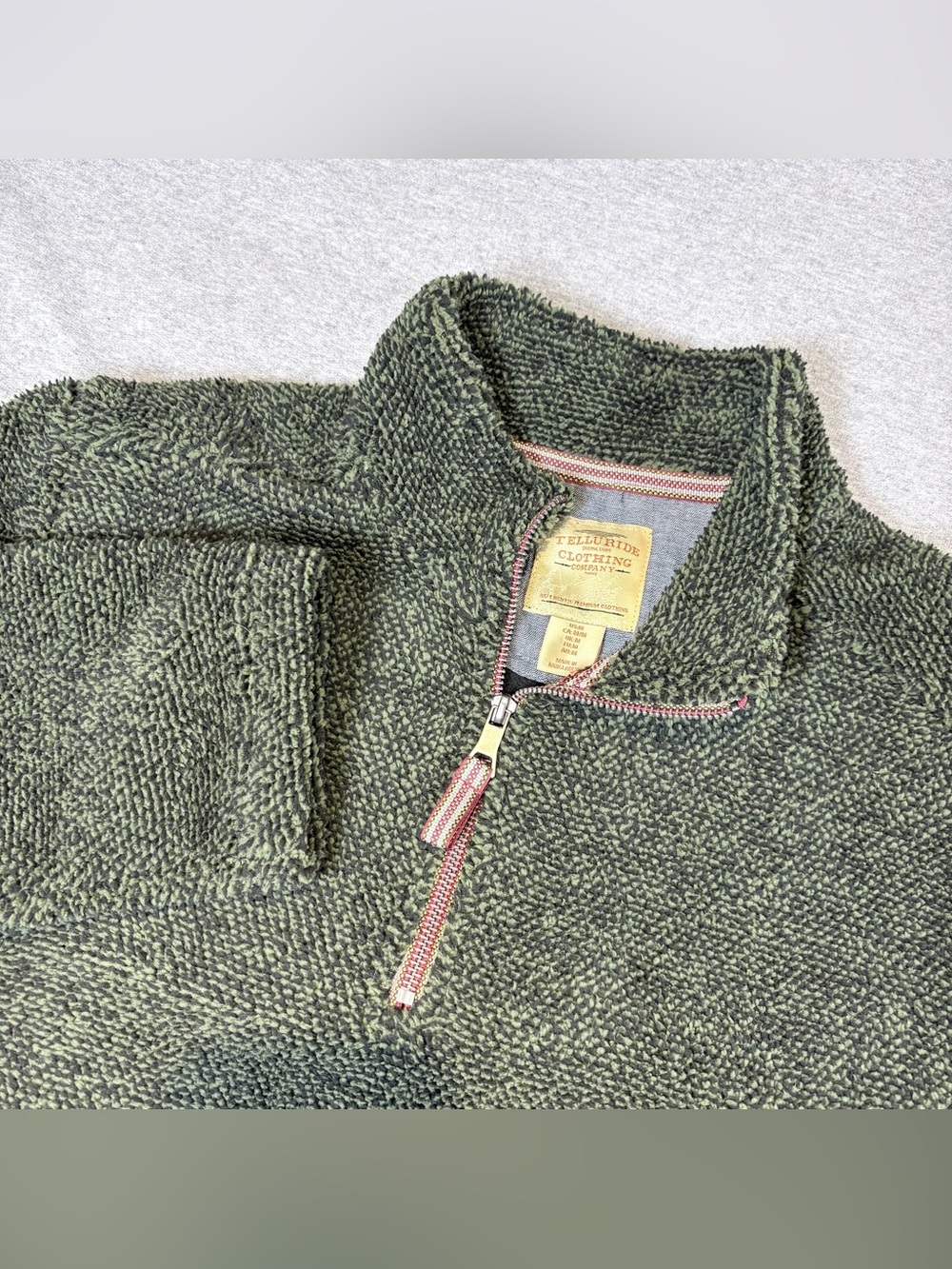 NWT Telluride Clothing Co Mens M 1/4 Zip Fleece Pullover Quarter Warm Green